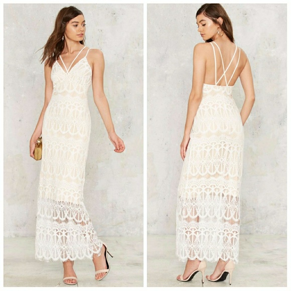 white lace strappy dress